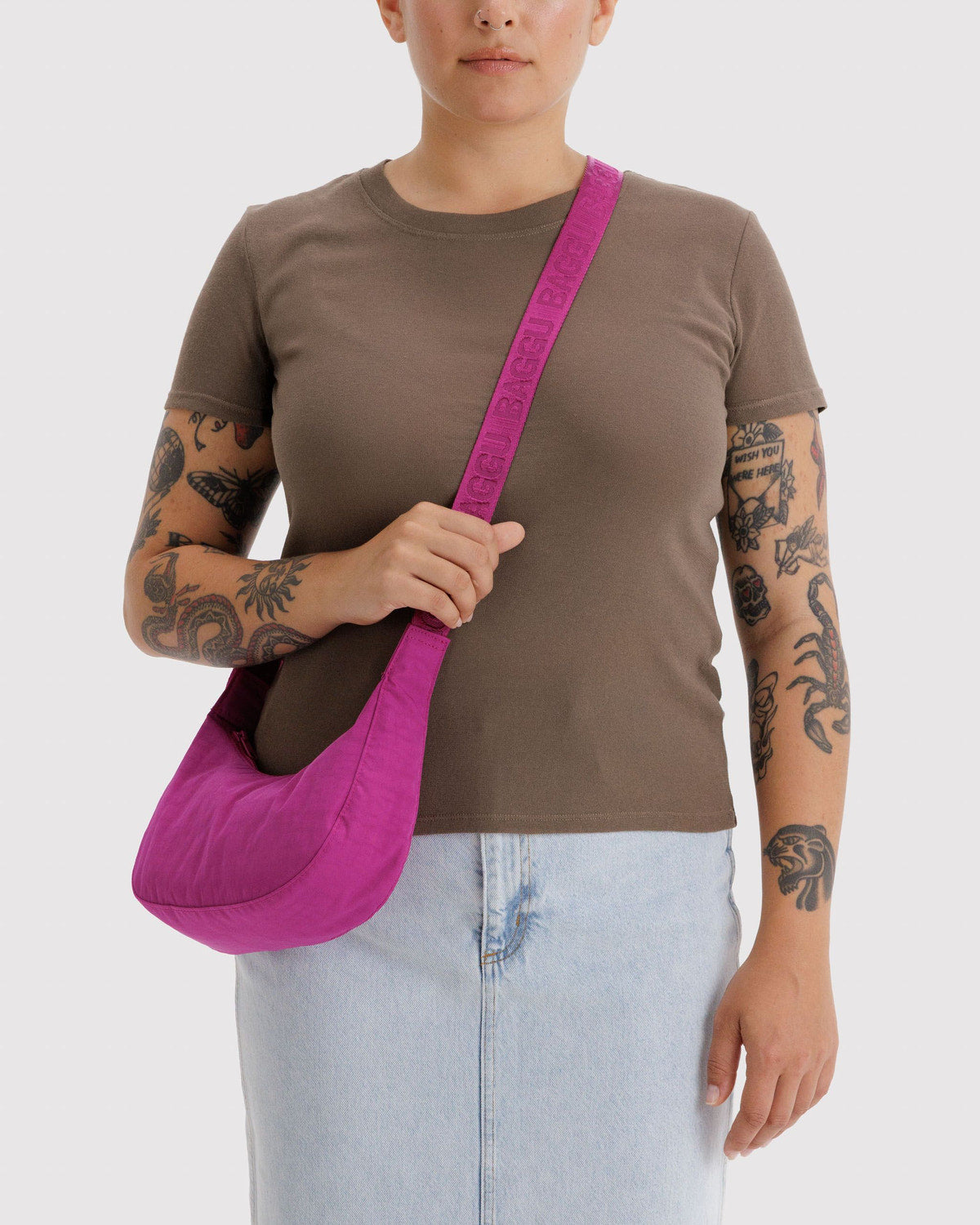 Baggu Value - Small Nylon Crescent Bag Deep Fuchsia
