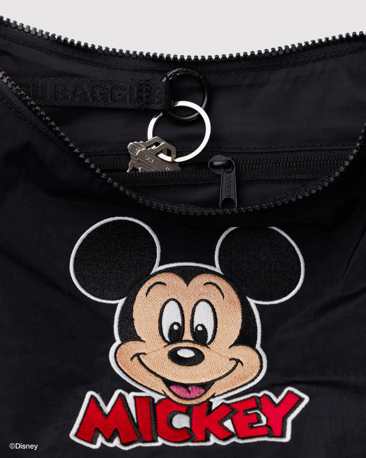 Baggu Latest - Medium Nylon Crescent Bag Embroidered Mickey Mouse Club