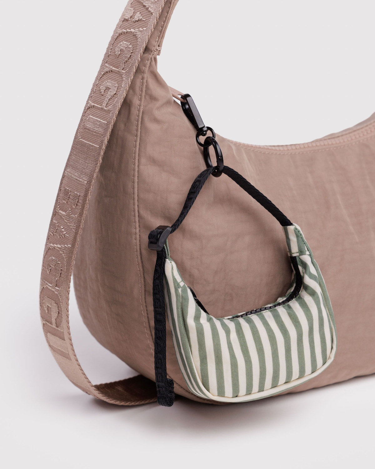 Baggu Recommended - Crescent Bag Charm Sage Stripe