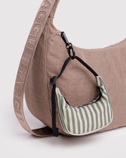 Baggu Recommended - Crescent Bag Charm Sage Stripe