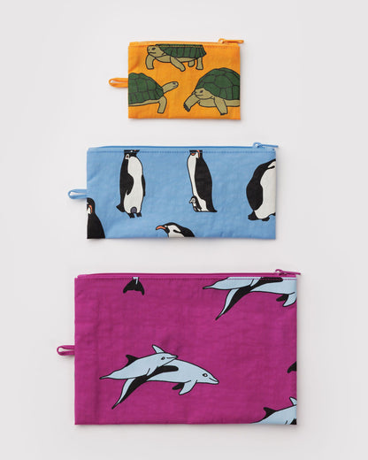 Baggu Hot Sale - Flat Pouch Set Vacation Animals