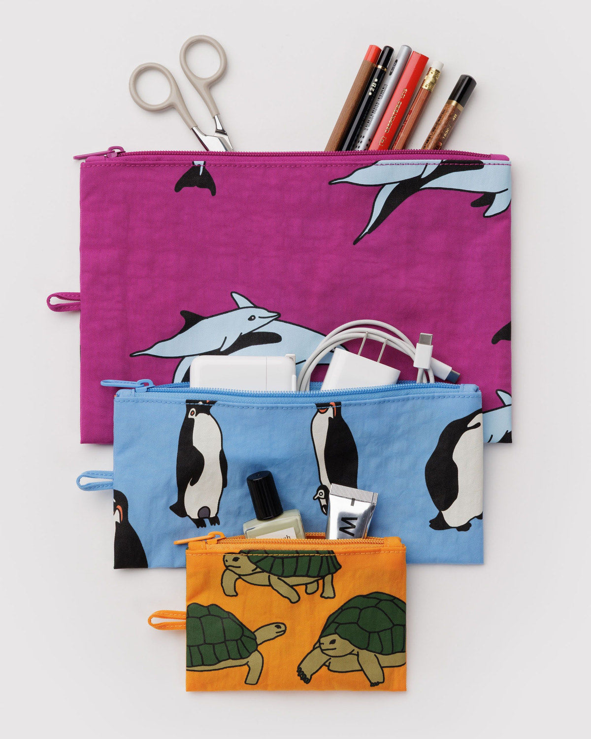 Baggu Hot Sale - Flat Pouch Set Vacation Animals