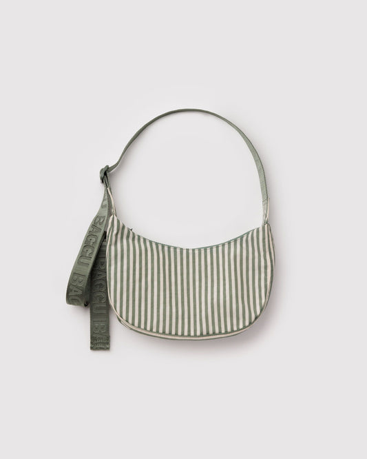 Baggu Customer Favorite - Small Nylon Crescent Bag Sage Stripe