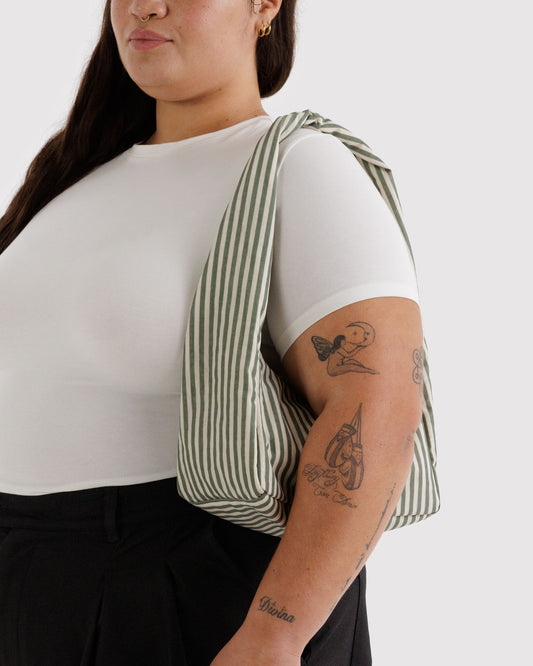 Baggu New - Small Nylon Meringue Bag Sage Stripe