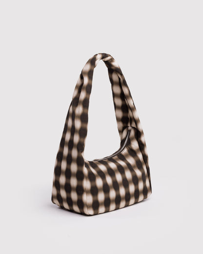 Baggu Top Pick - Small Nylon Meringue Bag Blurred Gingham Brown
