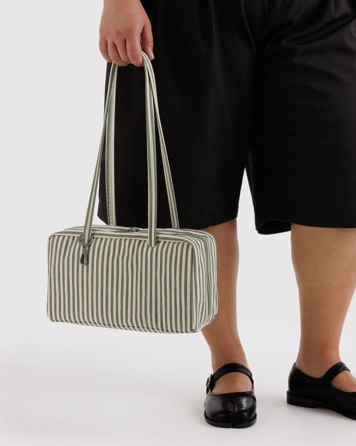 Baggu Recommended - Nylon Bowler Bag Sage Stripe