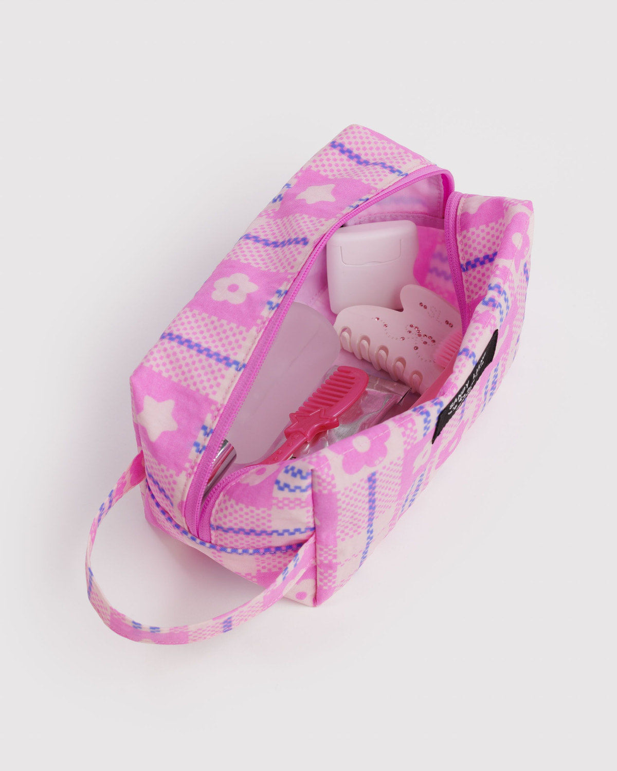 Baggu Top Pick - Dopp Kit Market Plaid Pink