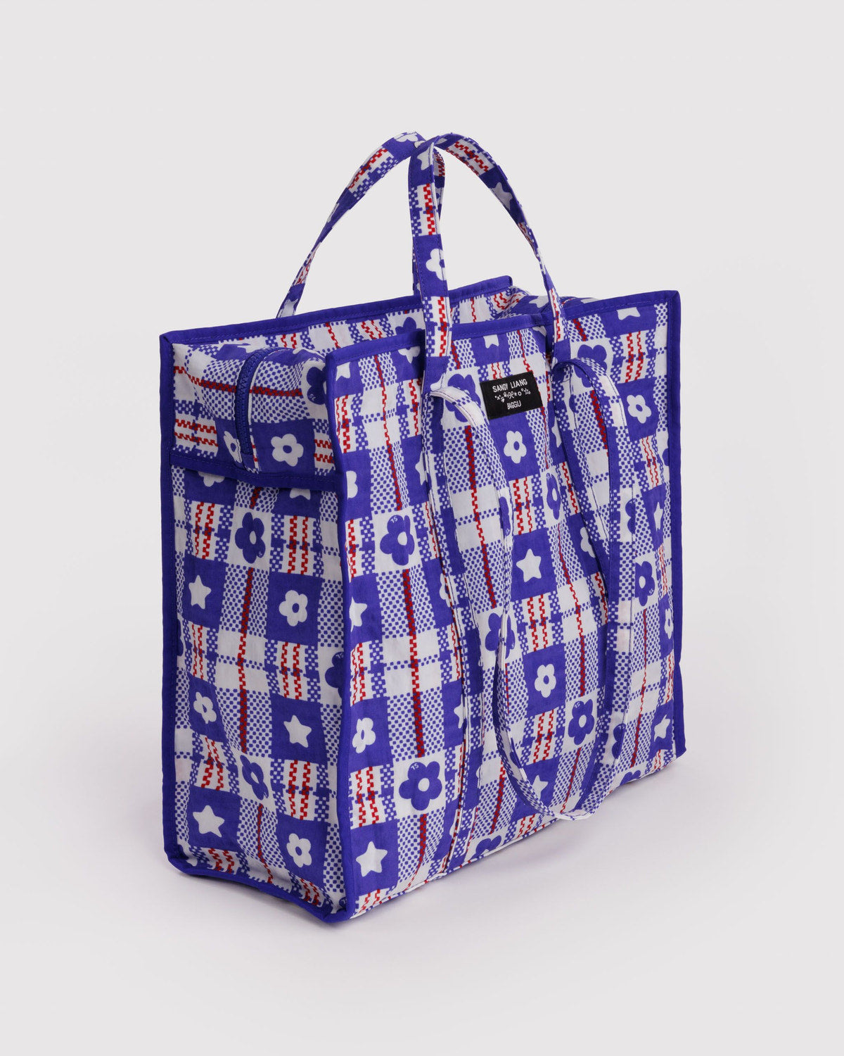 Baggu Value - Large Nylon Market Bag Market Plaid Blue