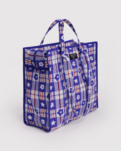 Baggu Value - Large Nylon Market Bag Market Plaid Blue